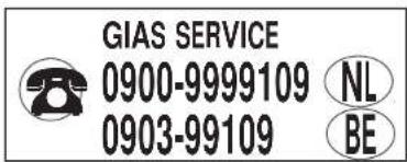 GIAS SERVICE 0900-9999109 NL 0903-99109 BE