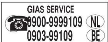 GIAS SERVICE 0900-9999109 NL 0903-99109 BE