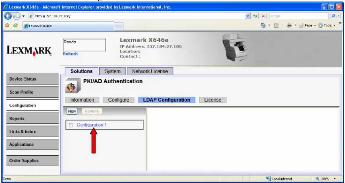 Lexmark X646e - Microsoft Internet Explorer provided by Lexmark International, Inc. http://157.184.27.106/ Lexmark X646e Ready Refresh Lexmark X646e IP Address: 157.184.27.106 Location: Contact : Device Status Scan Profile Configuration Reports Links & Index Applications Order Supplies Done Solution…