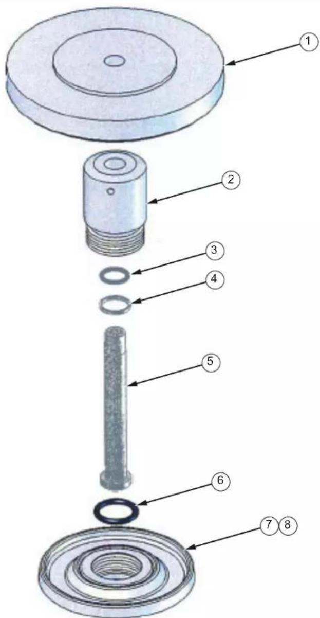 Exploded view diagram of a mechanical assembly with numbered parts for identification