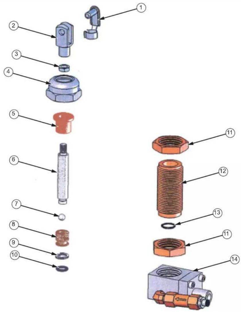 Exploded view diagram of a mechanical assembly with numbered parts for identification
