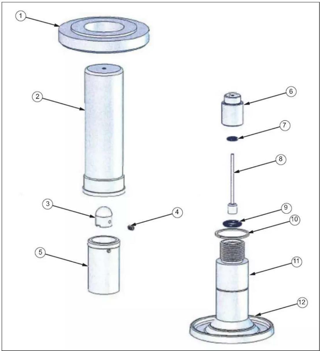 Exploded view diagram of a mechanical assembly with numbered parts for identification