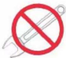 Prohibition sign with crossed wrench and hammer symbol, indicating no prohibition or resistance