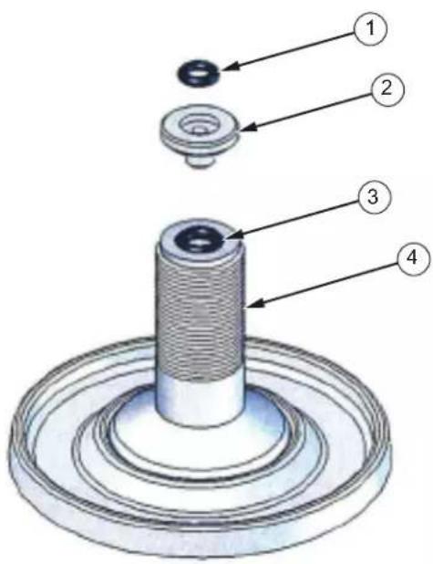 Technical diagram of a mechanical component with numbered parts labeled 1 to 4