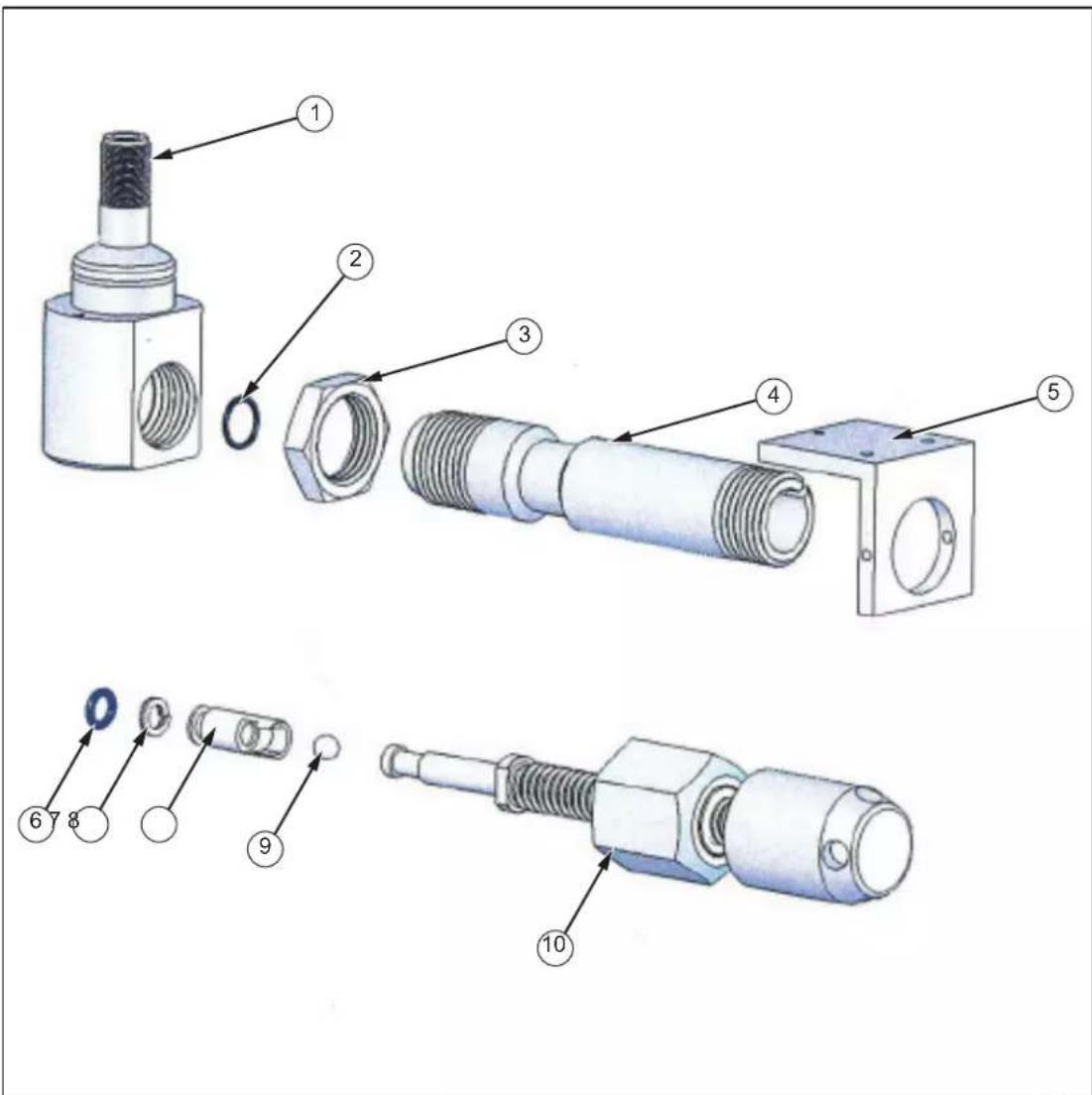 Exploded view diagram of a mechanical assembly with numbered parts for identification