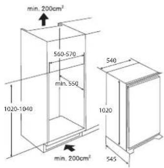 min. 200cm² 560-570 min. 550 1020-1040 540 1020 min. 200cm² 545