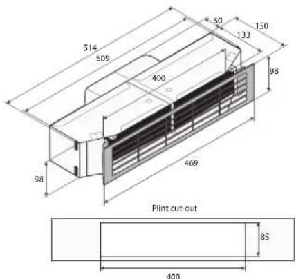 514 509 50 150 133 98 400 98 469 Plint cut-out 85 400