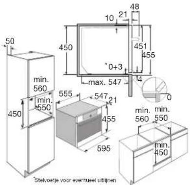 50 min. 560 450 min. 550 555 max. 547 451 455 0+3 10 21 48 14 0 min. 560 550 min. 450 Stelvoeste voor eventueel utilijnen
