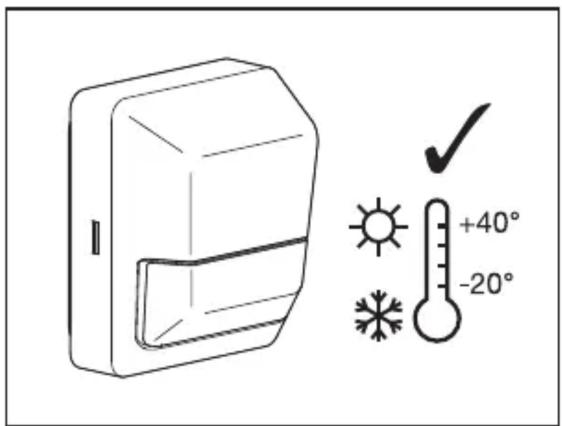 Diagram showing a refrigerator with temperature indicators: +40° and -20°, and a checkmark indicating it is checked.