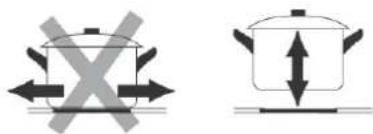 Diagram showing two cooking pots with crossed arrows indicating opposing pressure or movement, likely illustrating a cooking or heating concept.