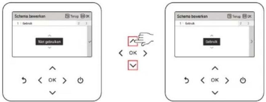 Schema bewerken 1 Getrukt Niet gebruiken OK OK OK OK OK OK OK OK