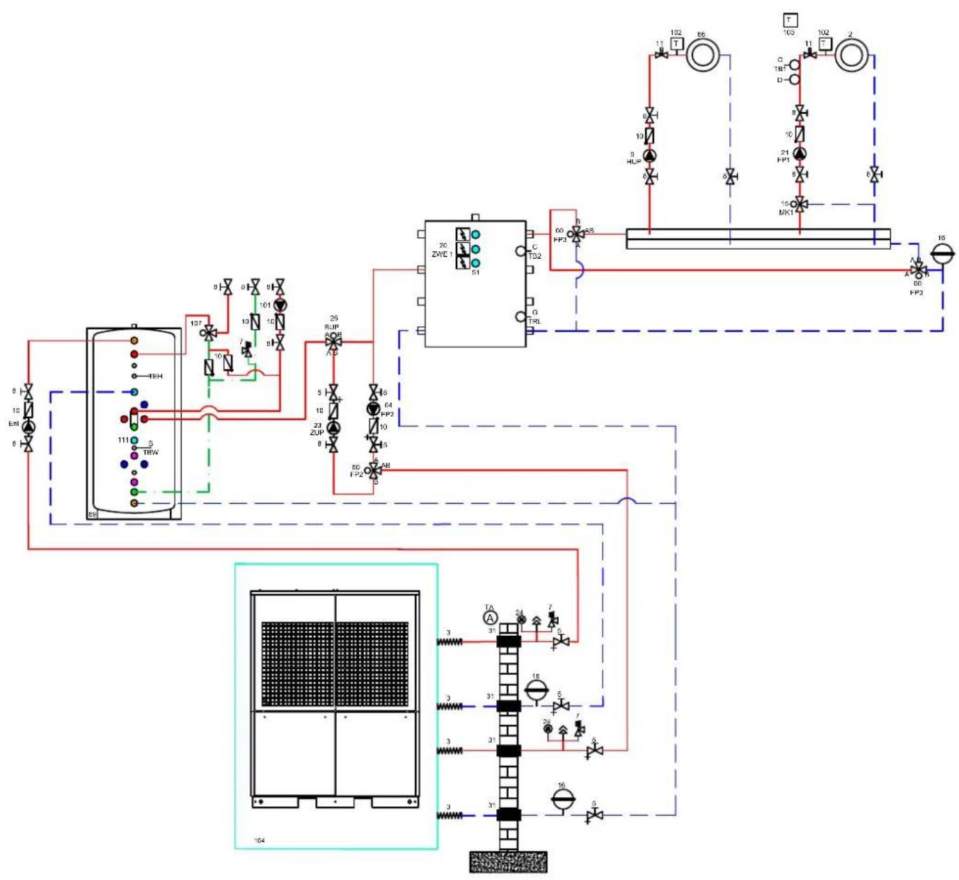Alpha innotec LWP 450-LUX - LWP 450AR3 met multifunctioneel buffervat als reservoir voor warm drinkwater Verwarmen en koelen - 1