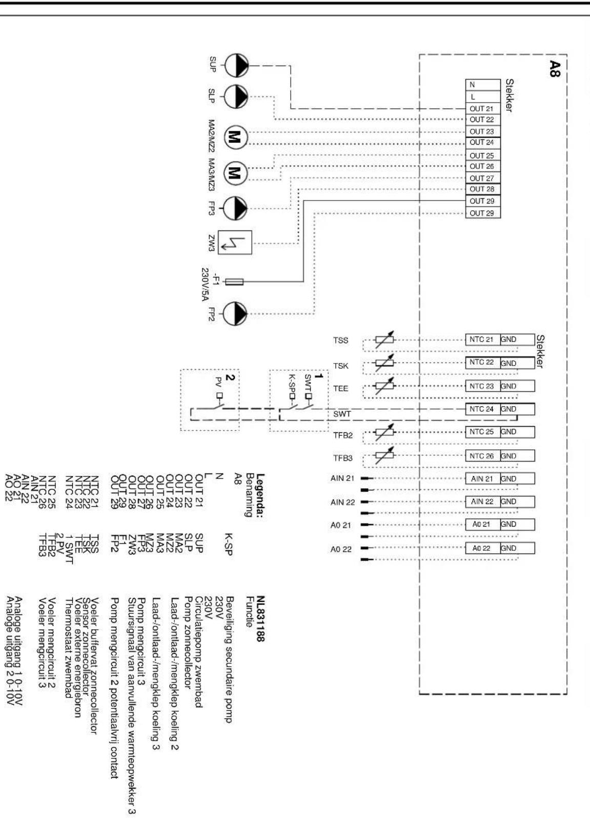 Alpha innotec LWP 450-LUX - Uitbreidingsprintplaat LWP 450AR3 Aansluitschema - 1