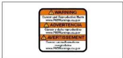 WARNING Cancer and Reproductive Hums www.PetWarnings.cu.gov ADVERTENCIA Cancer y dicho reproductivo www.PetWarnings.cu.gov AVERTISSEMENT Cancer y darreversalmas complementales www.PetWarnings.cu.gov