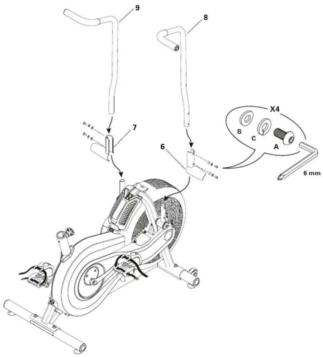 Schwinn Airdyne AD2i - Bevestig de voetsteunen en de handgreeparmen - 1