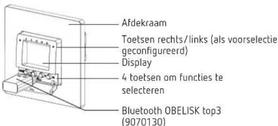 Afdekraam Toetsen rechts/links (als voorselectie geconfigureerd) Display 4 toetsen om functies te selecteren Bluetooth OBELISK top3 (9070130)
