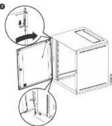 Technical diagram showing a door opening with two views of the door, including a magnified inset view.