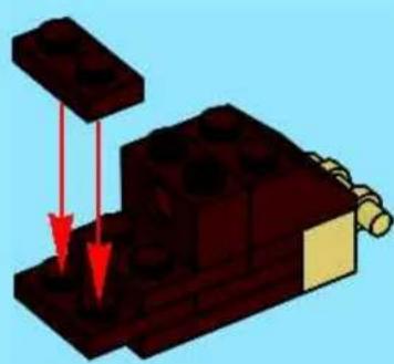 3D diagram of a mechanical assembly with red arrows indicating force or movement (no text or symbols)