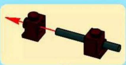 3D diagram of two mechanical components with a red arrow indicating direction (no text or symbols)