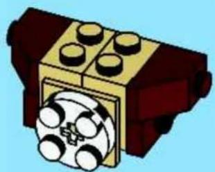 Illustration of a LEGO mechanical component with a drum-like wheel (no text or symbols)