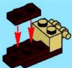 Diagram of a mechanical assembly with red arrows indicating force or movement (no text or symbols)