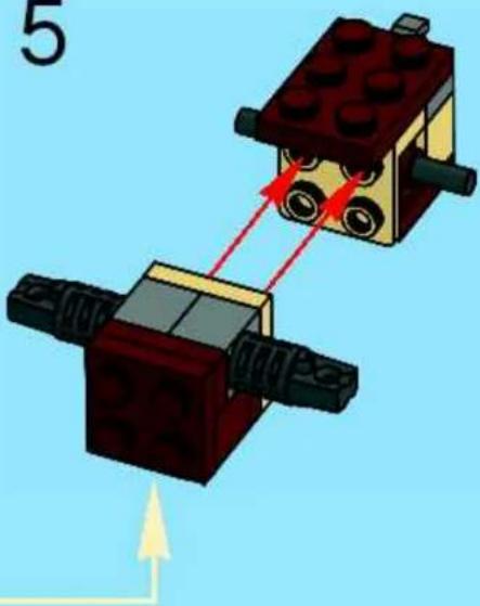 Diagram of two LEGO blocks with red and black components, showing alignment or assembly (no text or symbols)