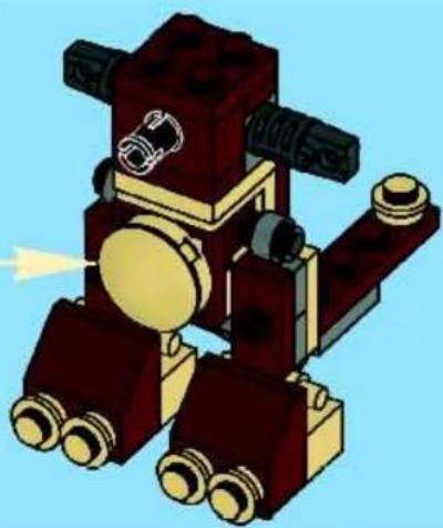 3D mechanical assembly diagram with red and gold components, no visible text or symbols