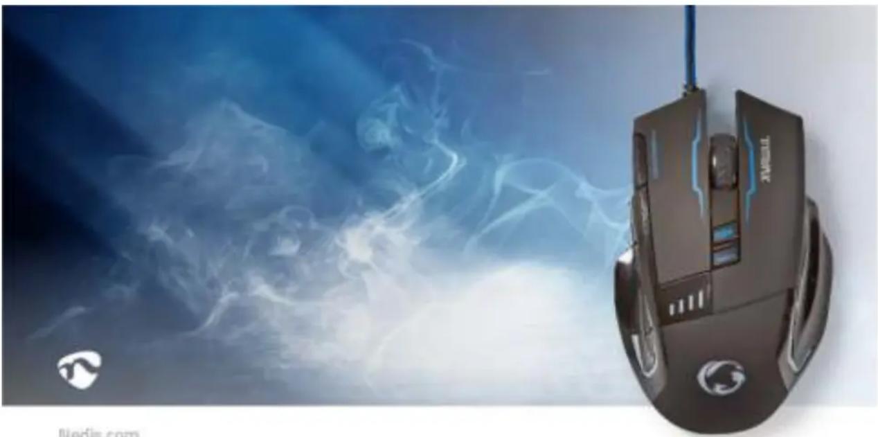 NEDIS GMWD300BK - Bedraad | DPI: 800 / 1600 / 2400 / 4000 dpi | Ja | Aantal knoppen: 8 | Ja | Rechtshandig | 1.50 m | LED - 1