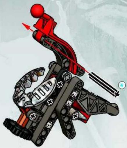 Illustratie van een futuristisch robotvoertuig met rode en zwarte onderdelen, geen zichtbare tekst of symbolen