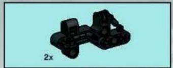 3D-model van een rupsvoertuig met twee wielen, gelabeld '2x' (geen tekst of symbolen op het object zelf).