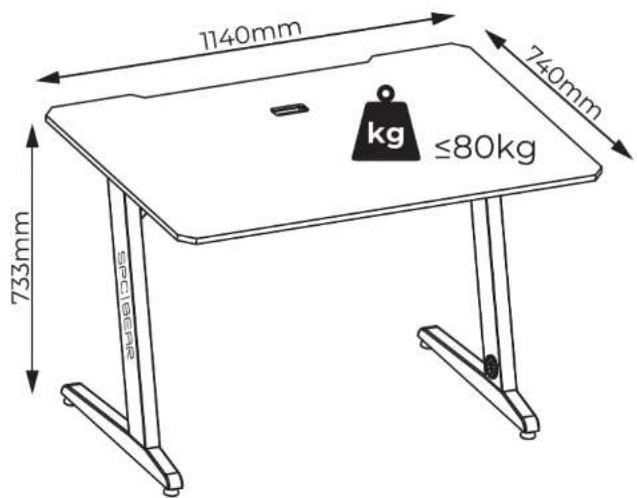 1140mm 733mm 740mm kg ≤80kg SPC Gear