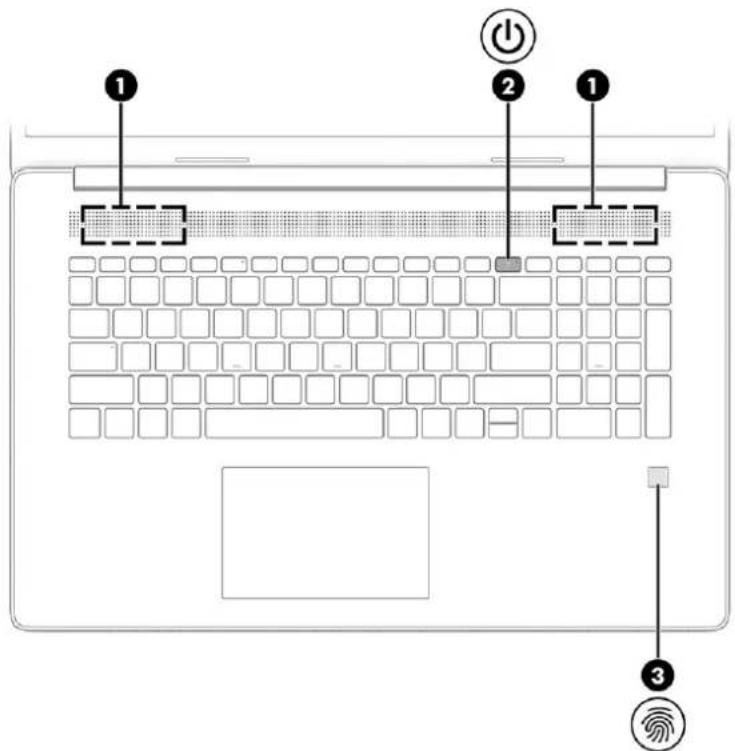 HP 17-cp0971nd - Knop, luidsprekers en vingerafdruklezer - 1