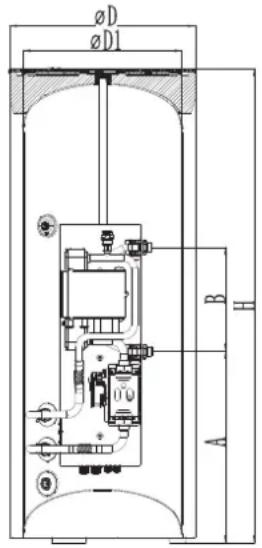 Toyotomi THMU410/1R32 - Διάσταση και παράμετρος της δεξαμενής νερού - 1