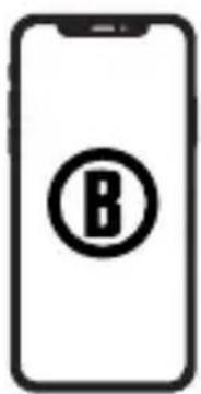 Simple line drawing of a smartphone with a circular icon containing the letter 'B' in the center.