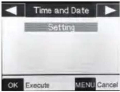 Time and Date Setting OK Execute MENU Cancel