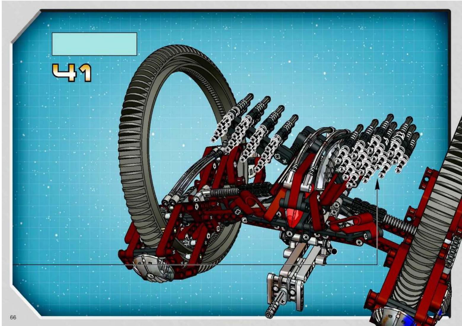 3D mechanical assembly diagram showing interconnected gears and linkages against a blue starry background (no text or symbols)
