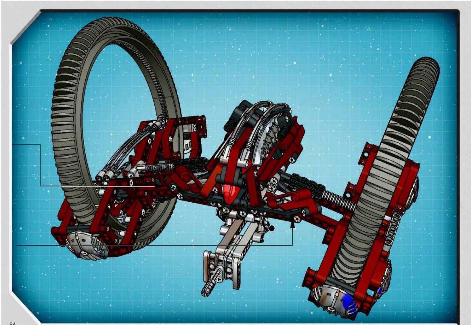 3D technical illustration of a mechanical assembly with red and gray components, no visible text or symbols
