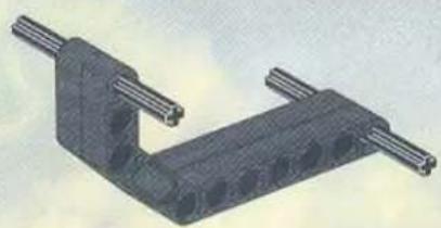 Mechanical component with two metal rods and a U-shaped bracket (no text or symbols visible)