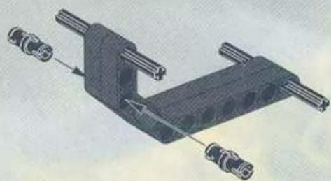 Mechanical assembly diagram showing a bracket with multiple connectors and a central component (no text or symbols visible)