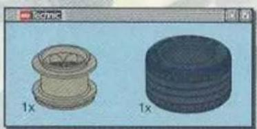 Two 3D-rendered mechanical parts: a beige cylindrical component labeled '1x' and a black cylindrical component, both shown without any text or symbols.
