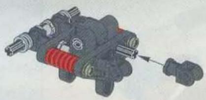 Mechanical component diagram showing a valve assembly with red and black parts (no text or labels)