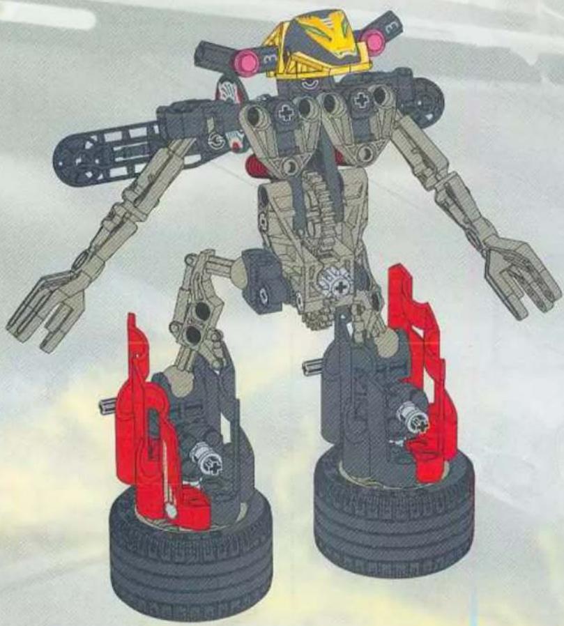 Illustration of a robotic robot with exposed mechanical arms and red base mount (no text or symbols)