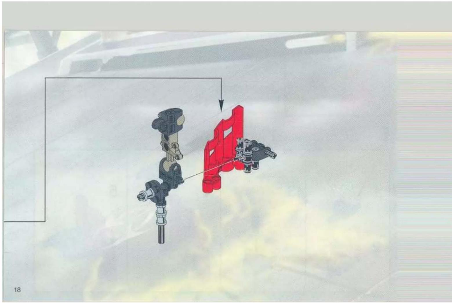 Mechanical assembly diagram showing a red component being lifted by a black tool, with no visible text or symbols.