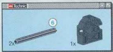 3D model of a mechanical part with labeled dimensions (2x and 1x) and a numbered circle (6), no readable text or symbols beyond labels.