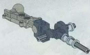 Technical illustration of a mechanical assembly with gears and shafts (no text or symbols)