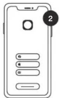 Diagram of a smartphone interface with labeled UI elements and a numbered button