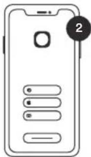 Diagram of a smartphone interface with labeled UI elements and a numbered button