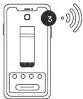 Diagram showing a smartphone with a battery and sound waves, labeled with number 3