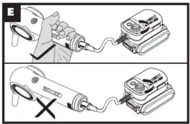 Diagram showing two-step electrical testing procedure: hand tool application and device assembly with labeled components