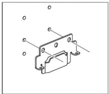 Technische lijntekening van een mechanische beugelsamenstelling met montagegaten en montagegaten (geen tekst of symbolen)